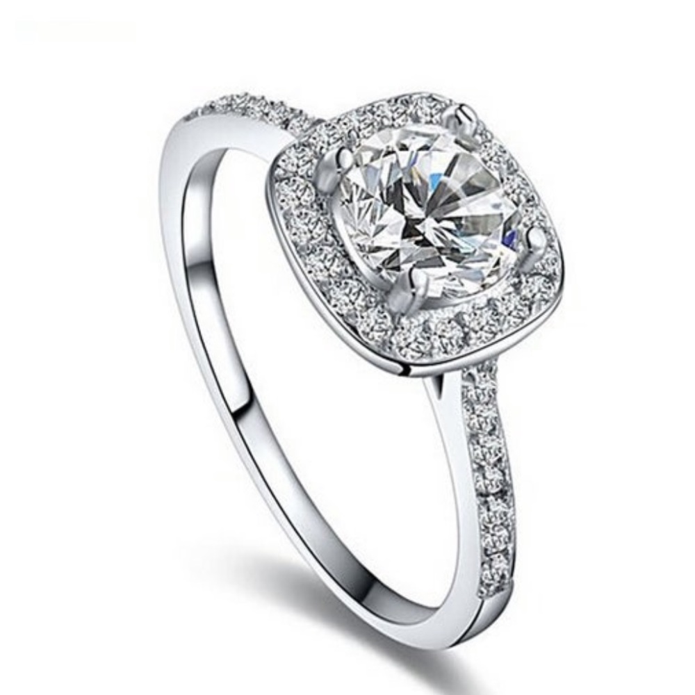 18K Gold Plated Cubic Zirconia Engagement Ring - Picture 2 of 11